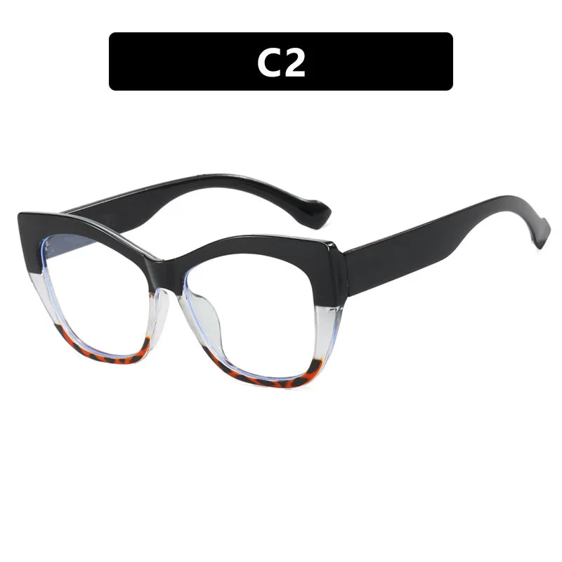 COMPUTER GLASSES / EXECUTIVE New Fashion Double Color Cat Eye Women Glasses Frame Clear Anti Blue Light Optical Leopard Eyewear