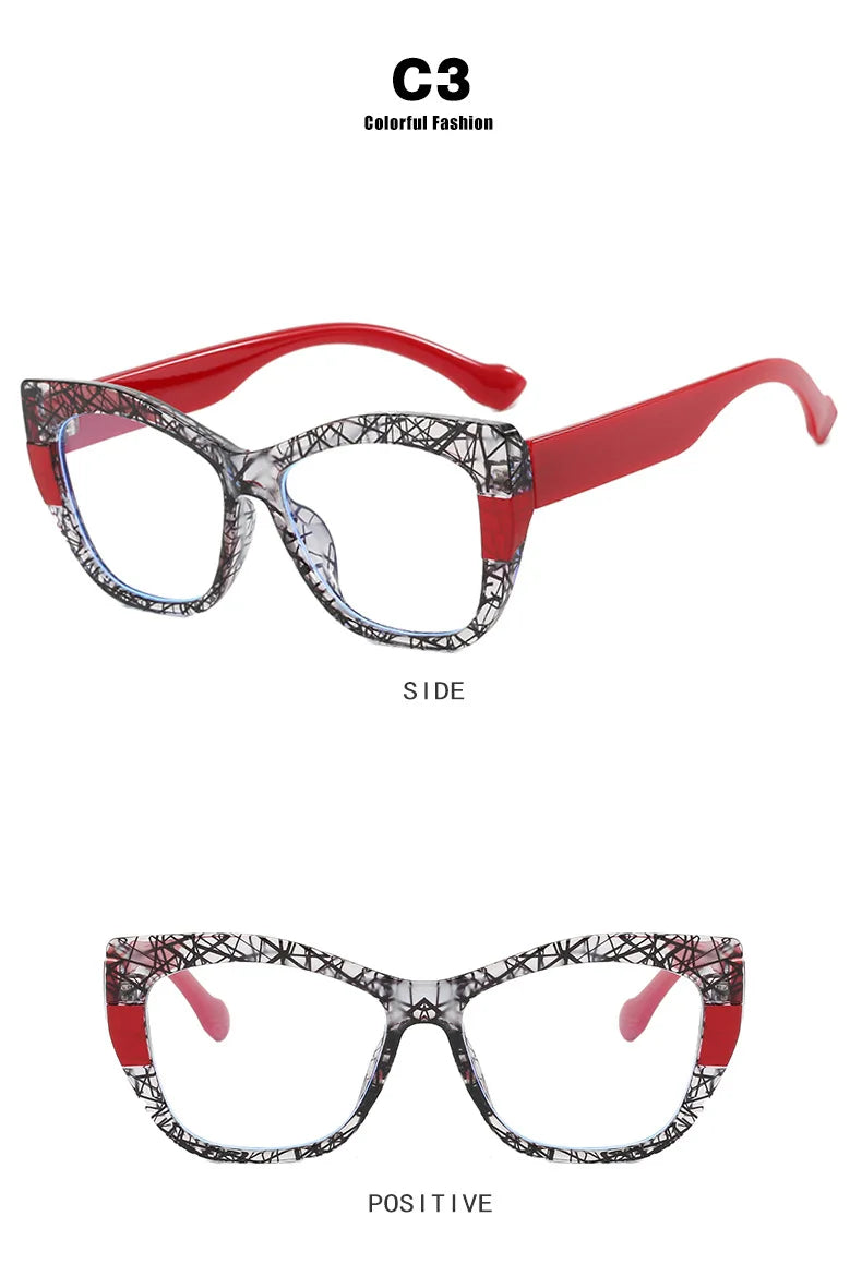COMPUTER GLASSES / EXECUTIVE New Fashion Double Color Cat Eye Women Glasses Frame Clear Anti Blue Light Optical Leopard Eyewear