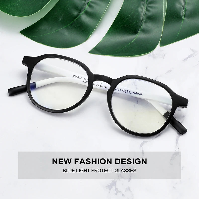ANTI BLUE LIGHT Retro Circular Glasses Blue Light Blocking Round Computer Eyeglasses for Unisex Fashion