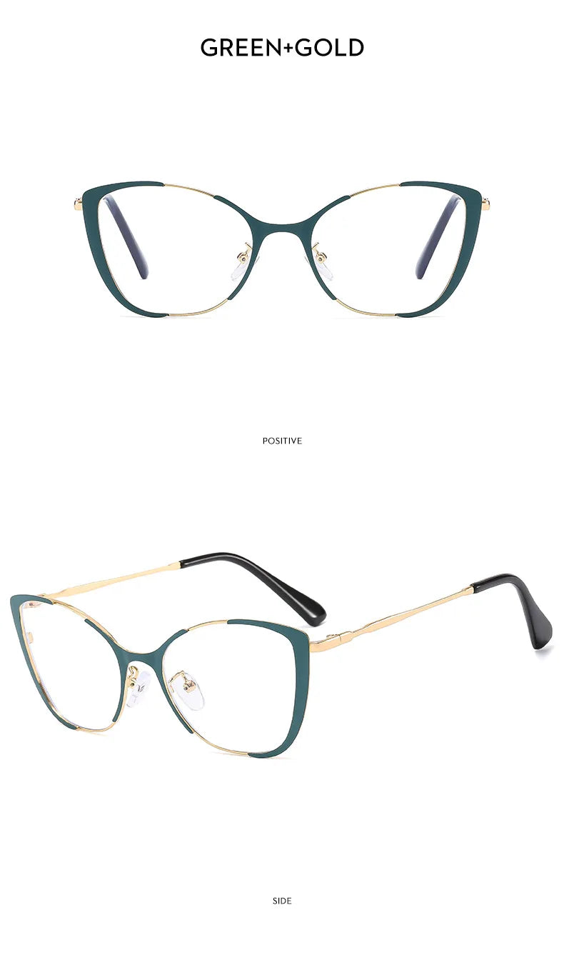 COMPUTER GLASSES / EXECUTIVE Trend New Fashion Metal Cat Eye Anti-Blue Light Luxury Women Glasses Brand Design Men Computer Reading Optical Spectacle Lentes