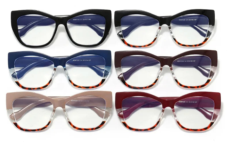 COMPUTER GLASSES / EXECUTIVE New Fashion Double Color Cat Eye Women Glasses Frame Clear Anti Blue Light Optical Leopard Eyewear