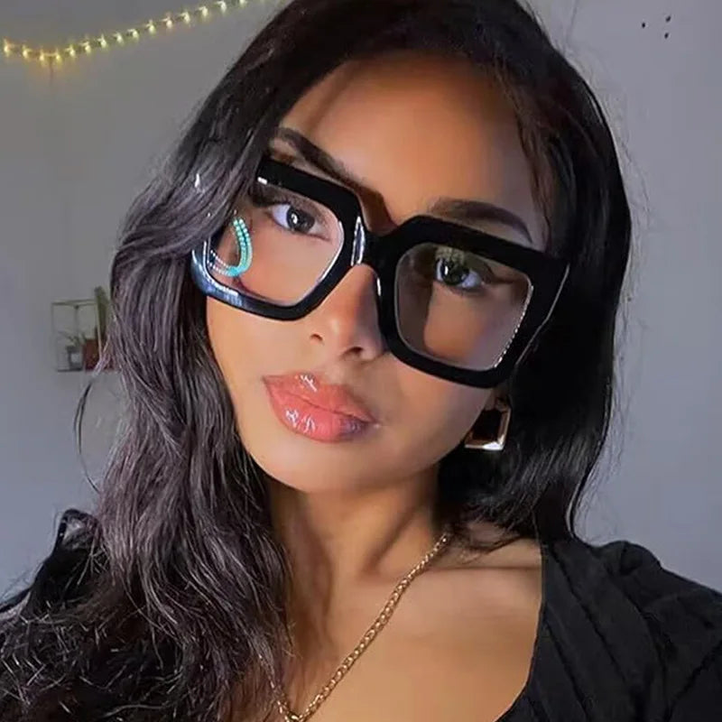 COMPUTER GLASSES / EXECUTIVE Square Shape Woman Eyeglasses Bohemian Style Blue Light Blocking Glasses for Women New Style Decorative Glass