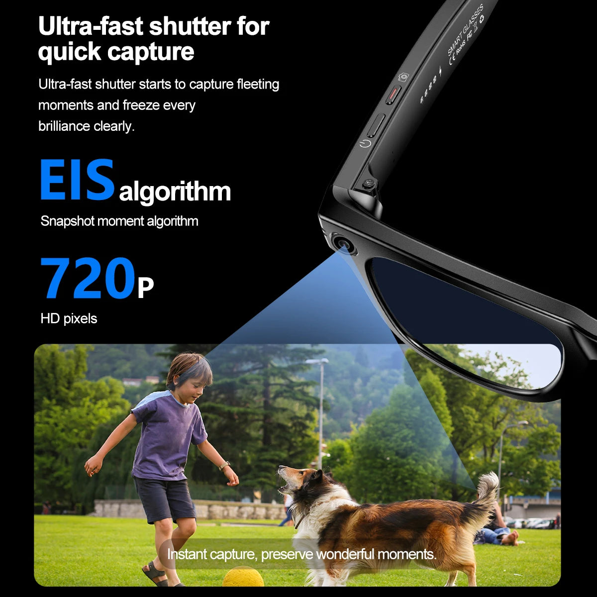 Ai Smart Glasses Unisex AI Camera Smart Glasses Q&A Translation Photo Take Video Record Wireless Call Protection Lenses Sports Sunglasses Gift