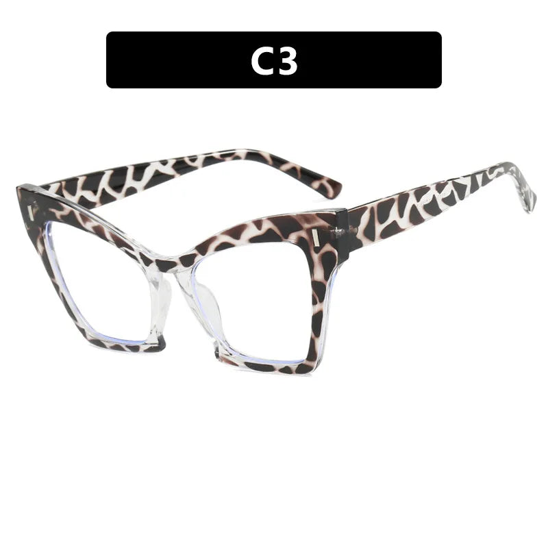 COMPUTER GLASSES / EXECUTIVE New Fashion Double Color Cat Eye Women Glasses Frame Clear Anti Blue Light Optical Leopard EyewearNew Fashion Women Glasses Anti Blue Light Decoration Eyeglass Fashion Luxury Brand Design Retro Large Frame Computer Eyewear