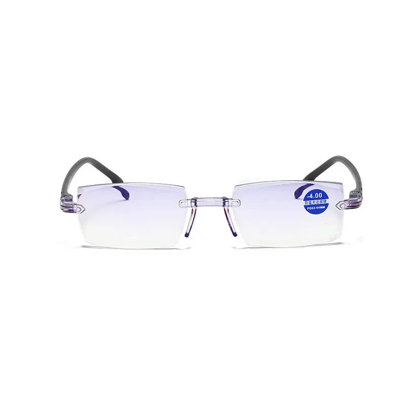 Reading Glasses 0 -1.0 To -4.0 Myopia Glasse Rimless Anti Blue Light Men Myopia Glasses Frameless Nearsighted Eyeglasses Unisex