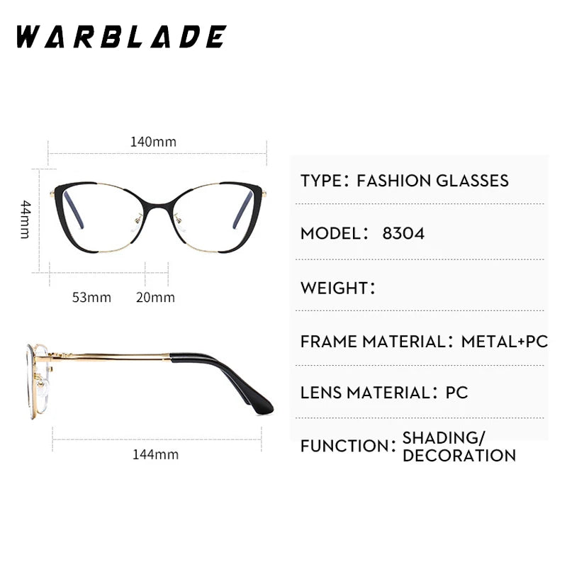 COMPUTER GLASSES / EXECUTIVE Trend New Fashion Metal Cat Eye Anti-Blue Light Luxury Women Glasses Brand Design Men Computer Reading Optical Spectacle Lentes