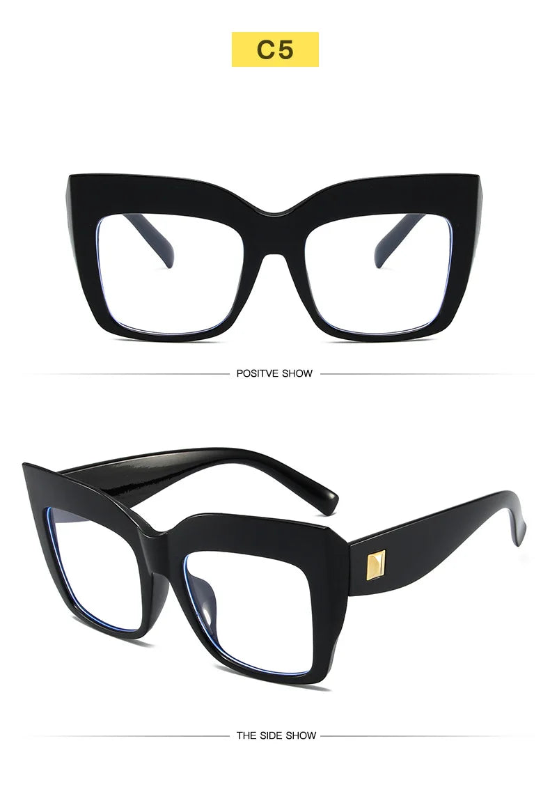 COMPUTER GLASSES / EXECUTIVE Oversize Women's Glasses Fashion Square Ladies Eyeglasses Blue Clear Lens Optical Female Eyewear Anti Blue Light