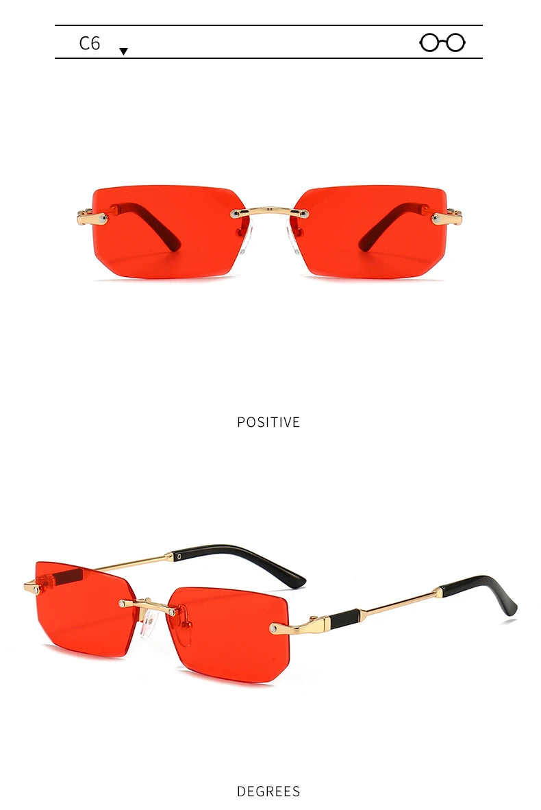 3 Pairs Per Set Sunglasses Fashion Women Rectangle Rimless Glasses Casual Simple Outdoor Female Populor Accessory Eyewear