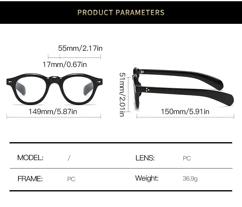 ANTI BLUE LIGHT Round Women Glasses Frame Retro Sunglasses Rivets Decoration Optical Men Orange Eyeglasses Frame