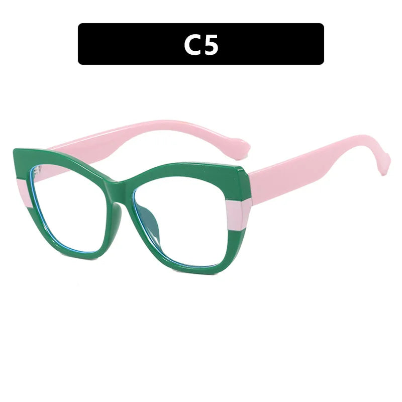 COMPUTER GLASSES / EXECUTIVE New Fashion Double Color Cat Eye Women Glasses Frame Clear Anti Blue Light Optical Leopard Eyewear