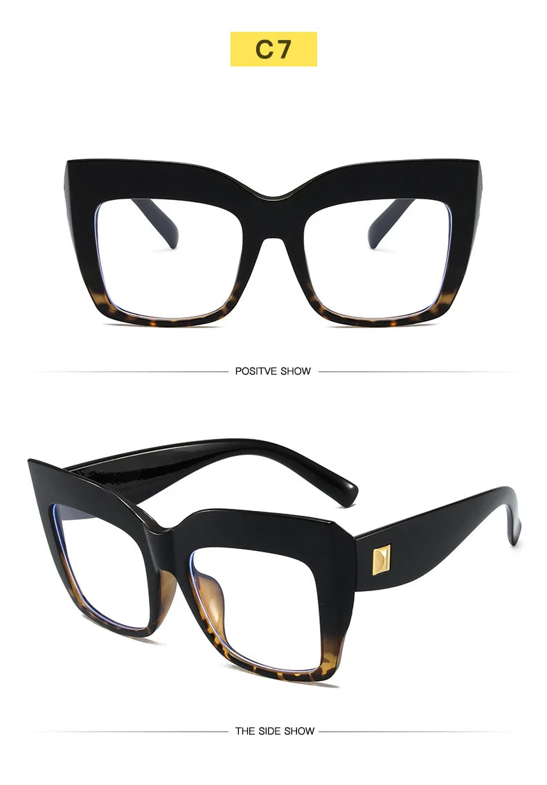 COMPUTER GLASSES / EXECUTIVE Oversize Women's Glasses Fashion Square Ladies Eyeglasses Blue Clear Lens Optical Female Eyewear Anti Blue Light