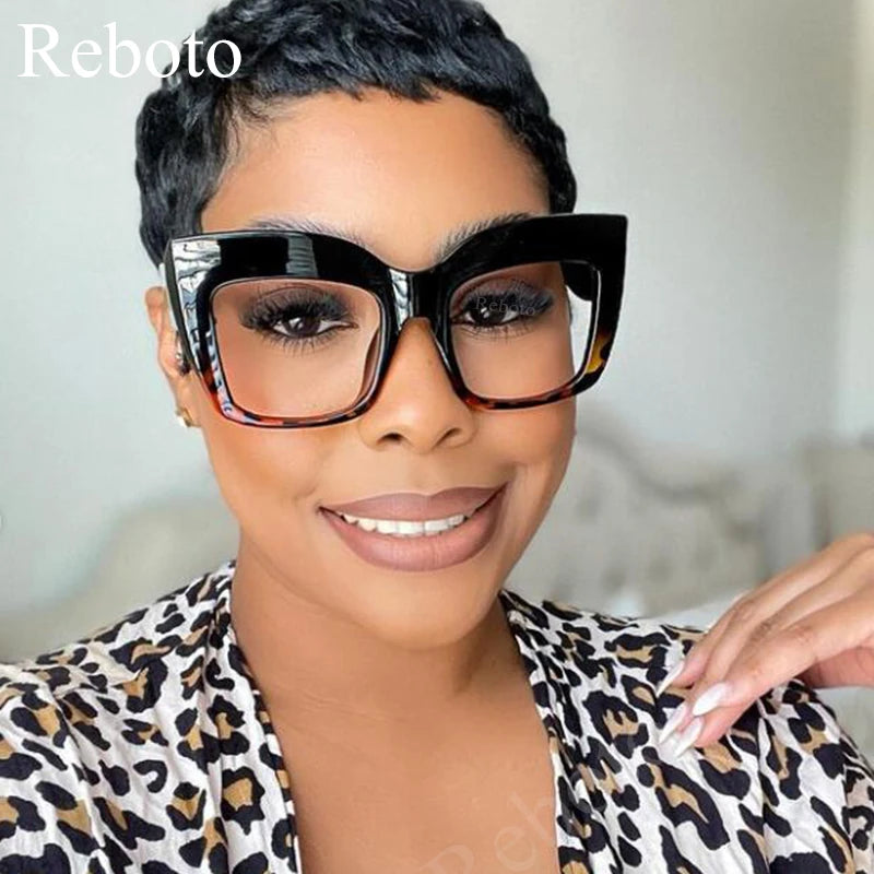 COMPUTER GLASSES / EXECUTIVE Oversize Women's Glasses Fashion Square Ladies Eyeglasses Blue Clear Lens Optical Female Eyewear Anti Blue Light
