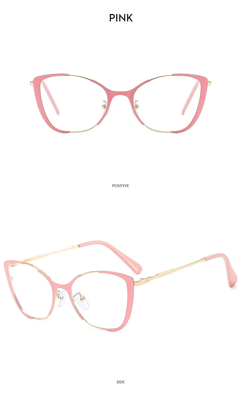 COMPUTER GLASSES / EXECUTIVE Trend New Fashion Metal Cat Eye Anti-Blue Light Luxury Women Glasses Brand Design Men Computer Reading Optical Spectacle Lentes