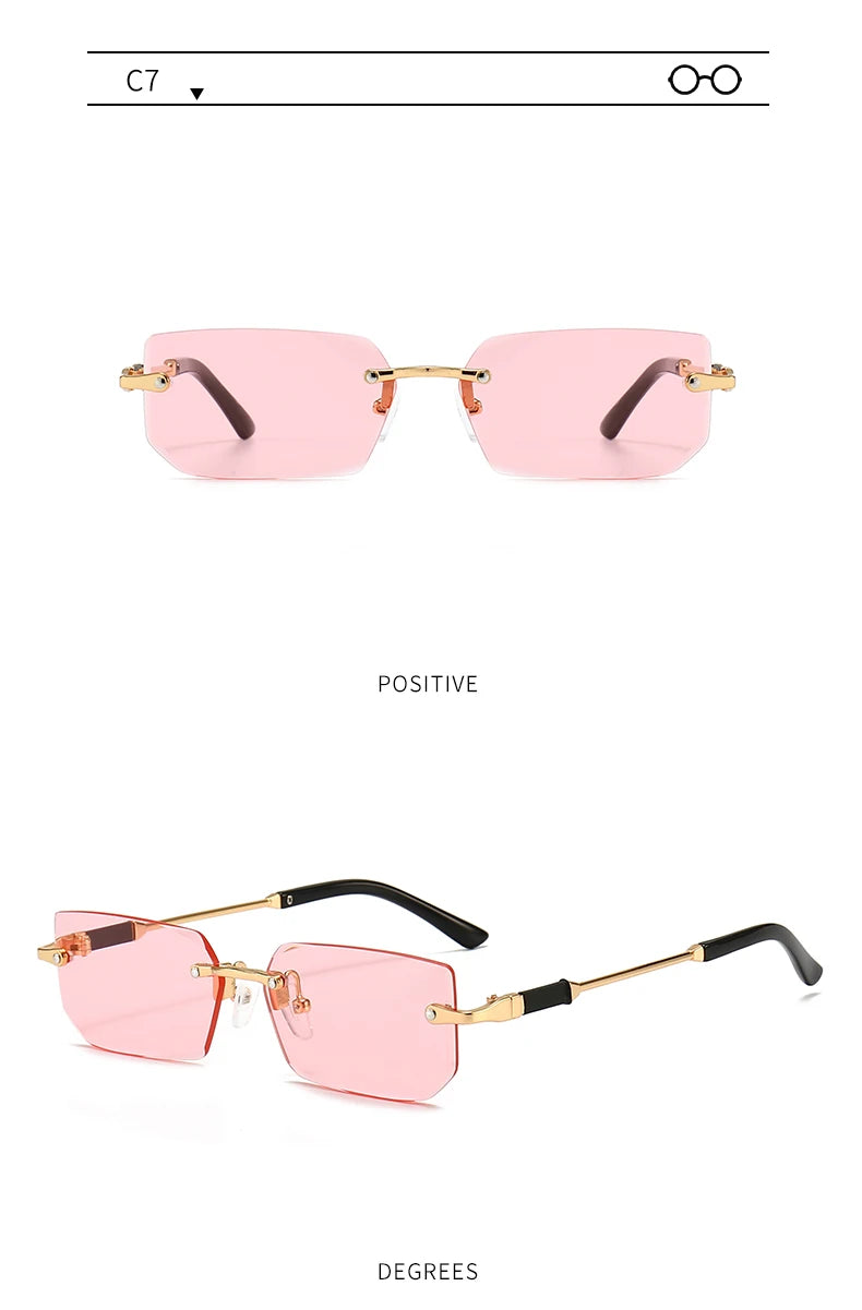 3 Pairs Per Set Sunglasses Fashion Women Rectangle Rimless Glasses Casual Simple Outdoor Female Populor Accessory Eyewear