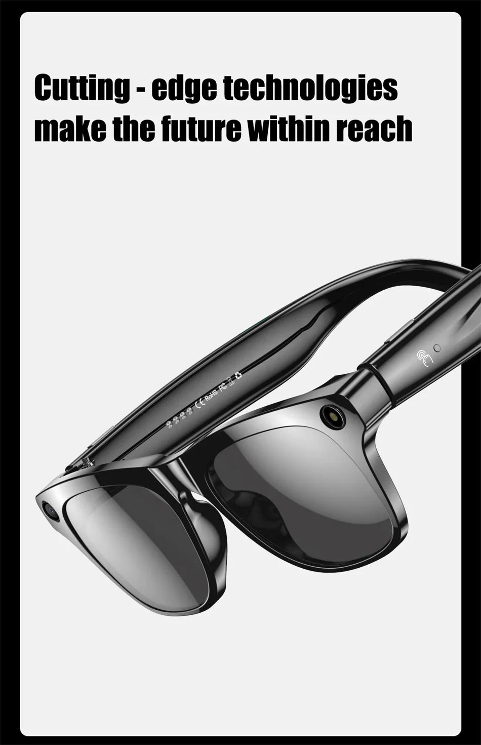 Ai Smart Glasses Unisex 4K HD AI Smart Glasses Chat GPT 100MP Camera Bluetooth Call 260Mah Battery Voice Assistant Control Smart Glasses