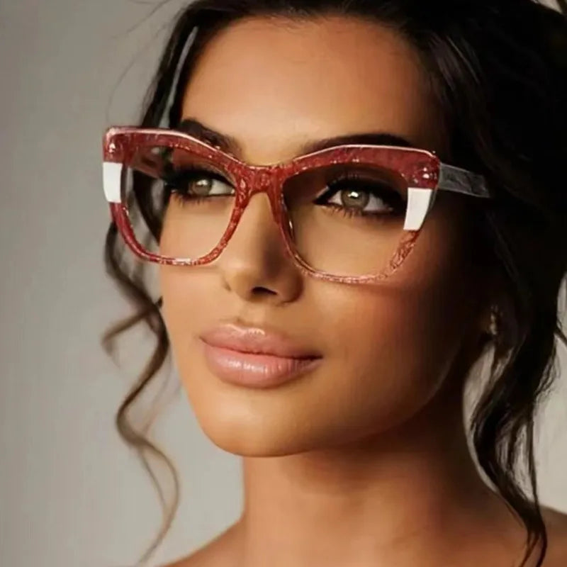 COMPUTER GLASSES / EXECUTIVE New Fashion Double Color Cat Eye Women Glasses Frame Clear Anti Blue Light Optical Leopard Eyewear