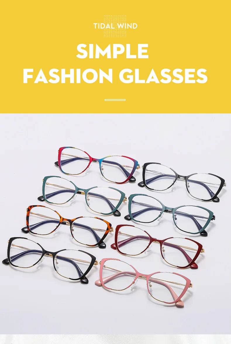 COMPUTER GLASSES / EXECUTIVE Trend New Fashion Metal Cat Eye Anti-Blue Light Luxury Women Glasses Brand Design Men Computer Reading Optical Spectacle Lentes