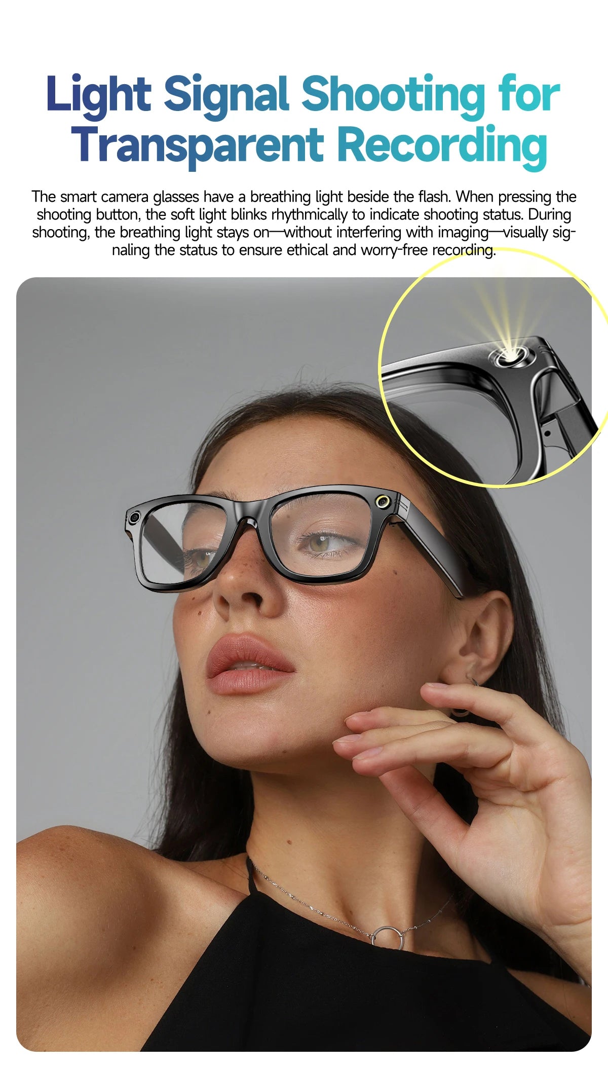 Ai Smart Glasses Unisex AI Smart Glasses with 8MP Camera Video Recording 100+ Languages Translation Sunglasses Bluetooth Call Music Play Men Women