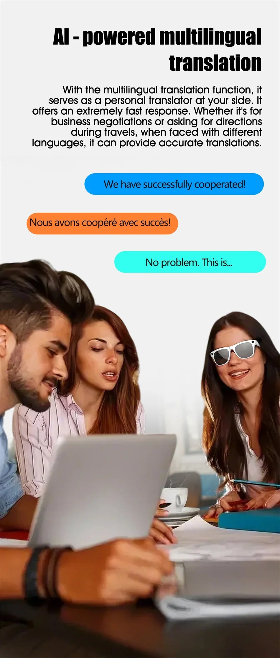 Ai Smart Glasses Unisex 4K HD AI Smart Glasses Chat GPT 100MP Camera Bluetooth Call 260Mah Battery Voice Assistant Control Smart Glasses