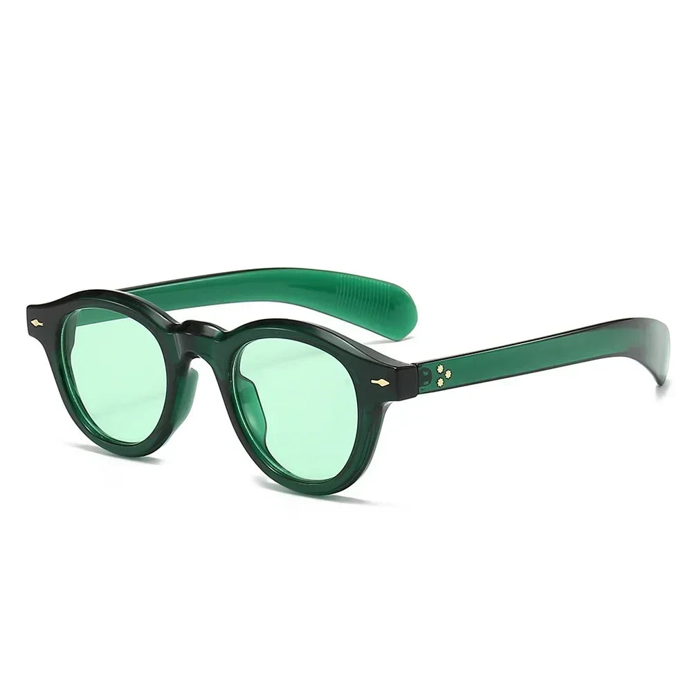 ANTI BLUE LIGHT Round Women Glasses Frame Retro Sunglasses Rivets Decoration Optical Men Orange Eyeglasses Frame