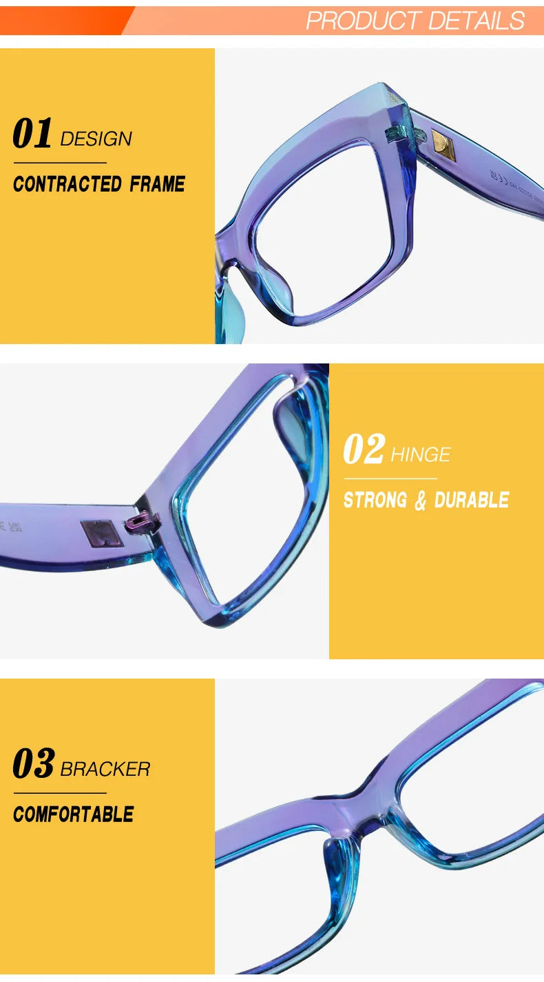COMPUTER GLASSES / EXECUTIVE Oversize Women's Glasses Fashion Square Ladies Eyeglasses Blue Clear Lens Optical Female Eyewear Anti Blue Light