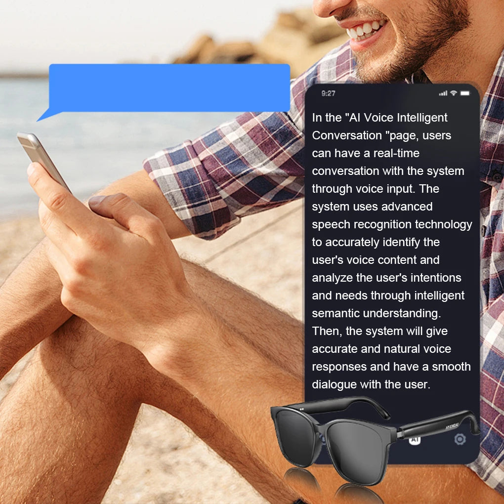 Ai Smart Glasses Unisex Smart Glasses Translator 144 Languages Real-time Translation Translation Bluetooth AI Translator Glasses Built-in Mic Speakers