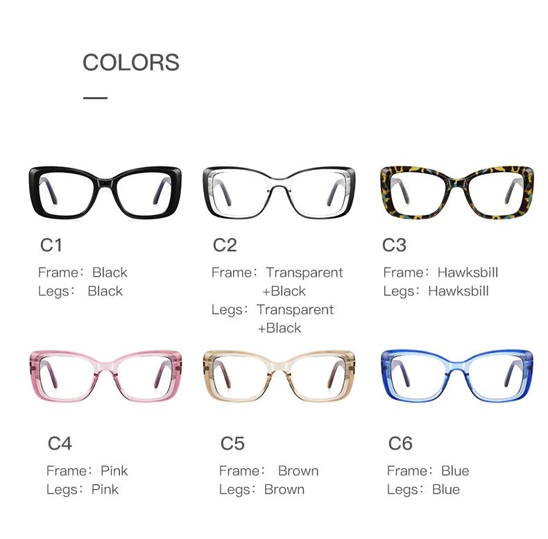 Reading Glasses VICKY Square Personalized Design Women's Anti-Blue Light Glasses Customized Prescription Available PFD2147