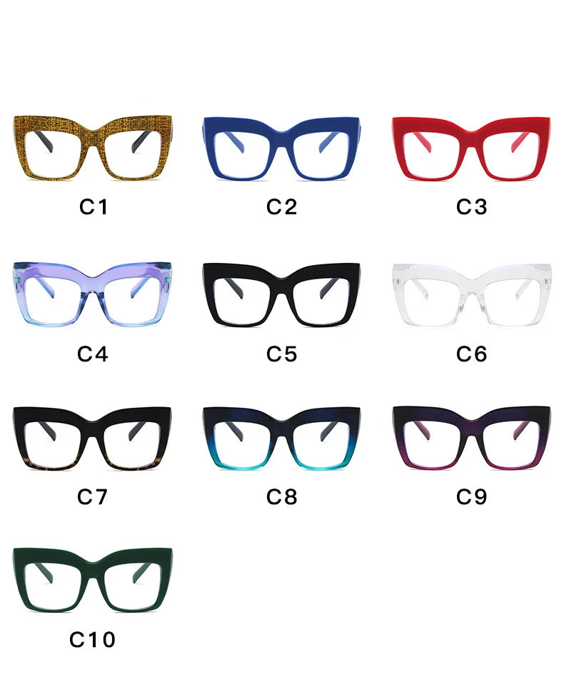 COMPUTER GLASSES / EXECUTIVE Oversize Women's Glasses Fashion Square Ladies Eyeglasses Blue Clear Lens Optical Female Eyewear Anti Blue Light