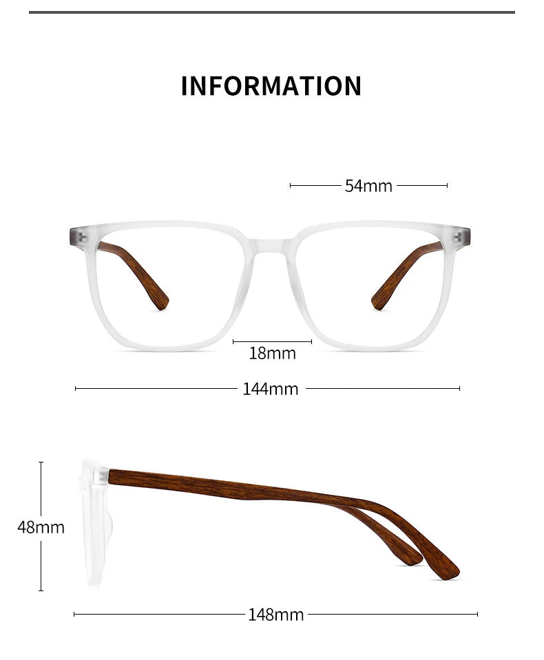 ANTI BLUE LIGHT Wood Pattern Retro / Glasses for Men Optical TR90 MEN / WOMEN Square Glasses Frame Clear Lens Gift Frames F75233