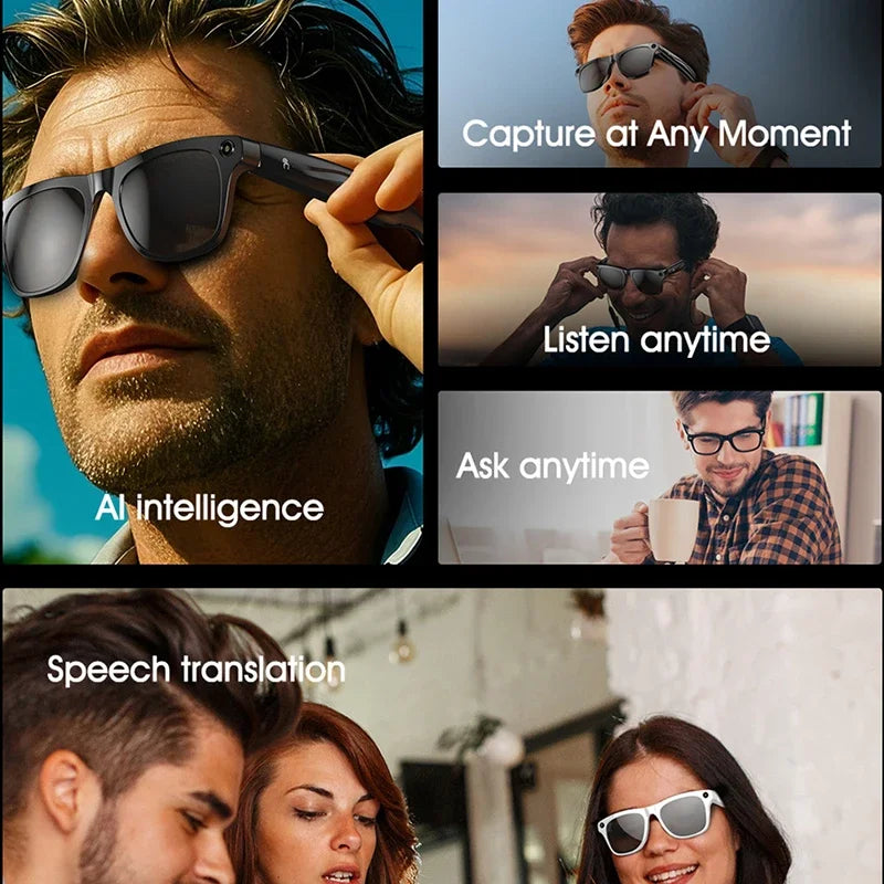 Ai Smart Glasses Unisex 4K HD AI Smart Glasses Chat GPT 100MP Camera Bluetooth Call 260Mah Battery Voice Assistant Control Smart Glasses