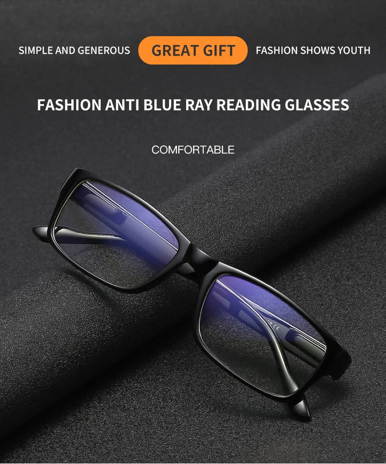 Reading Glasses Women Retro Anti Blue Light Clear Glasses Men Classic Rectangle Hyperopia Eyeglasses +1.0 +1.5 +2.0 +2.5 To +4.0
