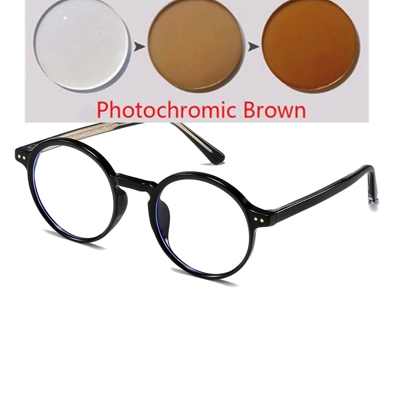 ANTI BLUE LIGHT Round Prescription Glasses For The Nearsighted Fashion TR90 Women Men Myopes Lunettes