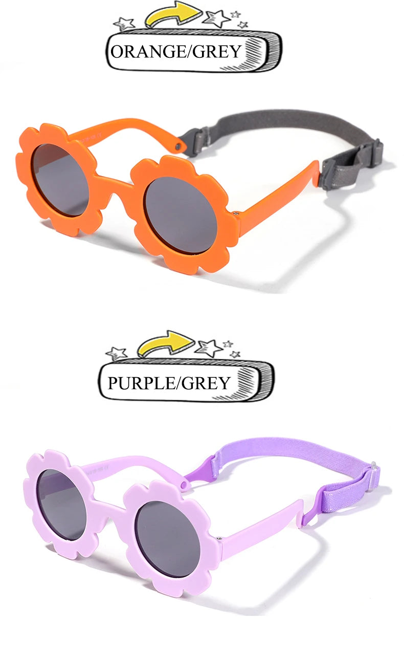 0-24 Months Baby Polarized Round Sun Flower Flexible Bendable Strap Newborn Infant