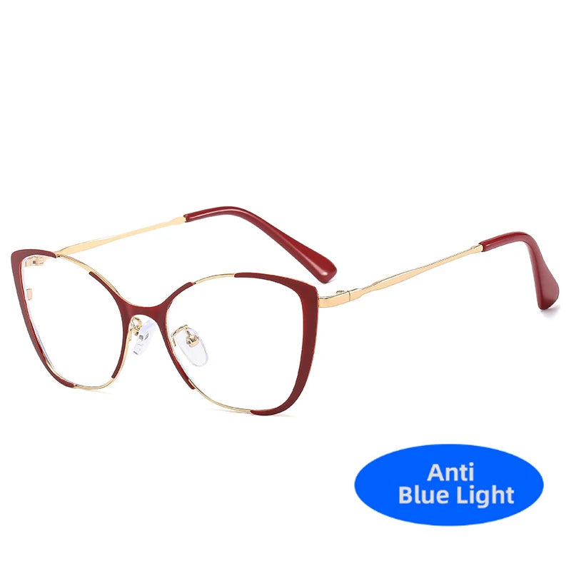 COMPUTER GLASSES / EXECUTIVE Trend New Fashion Metal Cat Eye Anti-Blue Light Luxury Women Glasses Brand Design Men Computer Reading Optical Spectacle Lentes