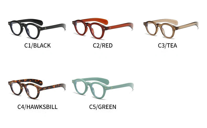 ANTI BLUE LIGHT Round Women Glasses Frame Retro Sunglasses Rivets Decoration Optical Men Orange Eyeglasses Frame