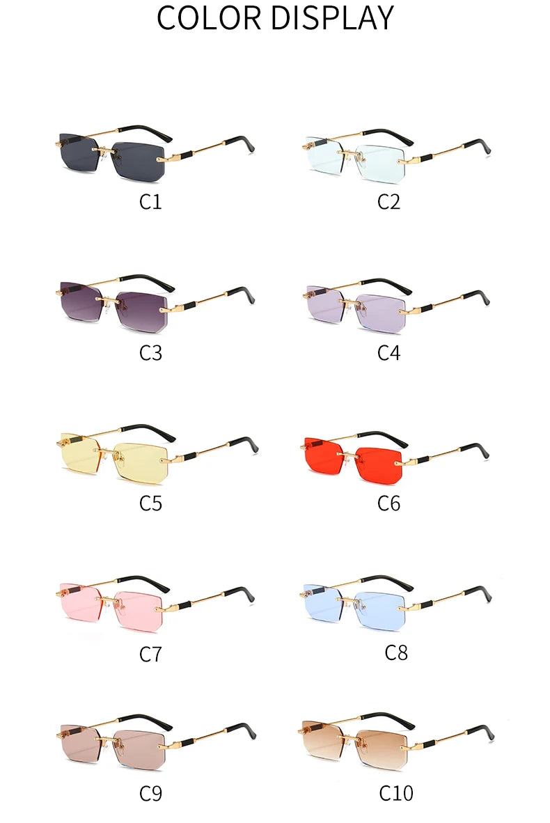 3 Pairs Per Set Sunglasses Fashion Women Rectangle Rimless Glasses Casual Simple Outdoor Female Populor Accessory Eyewear