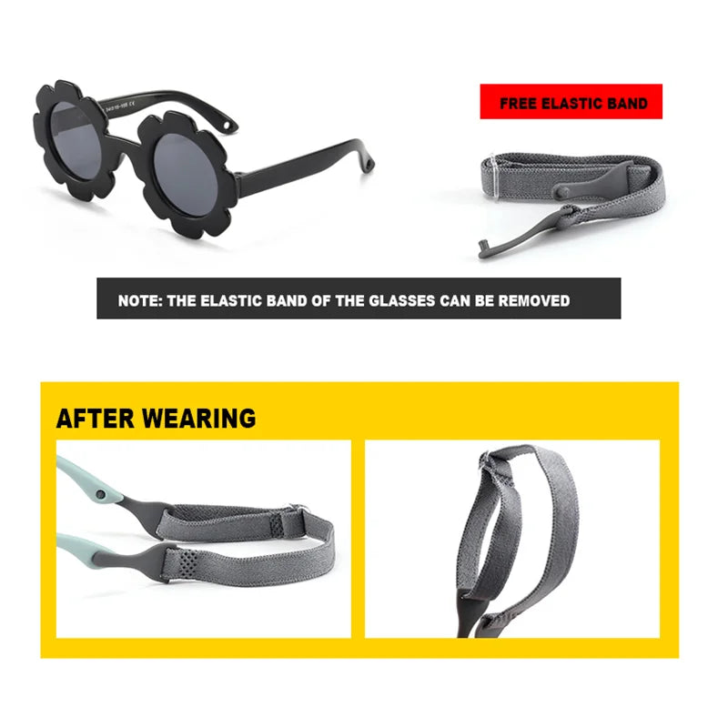 0-24 Months Baby Polarized Round Sun Flower Flexible Bendable Strap Newborn Infant