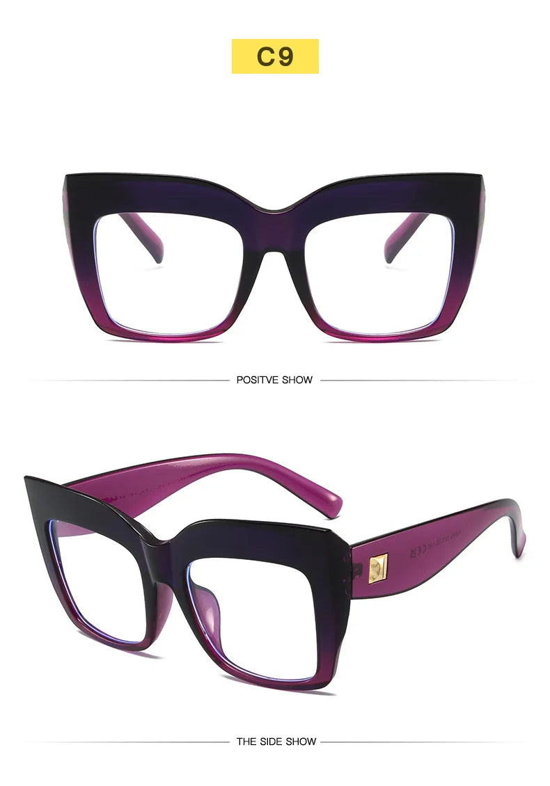 COMPUTER GLASSES / EXECUTIVE Oversize Women's Glasses Fashion Square Ladies Eyeglasses Blue Clear Lens Optical Female Eyewear Anti Blue Light