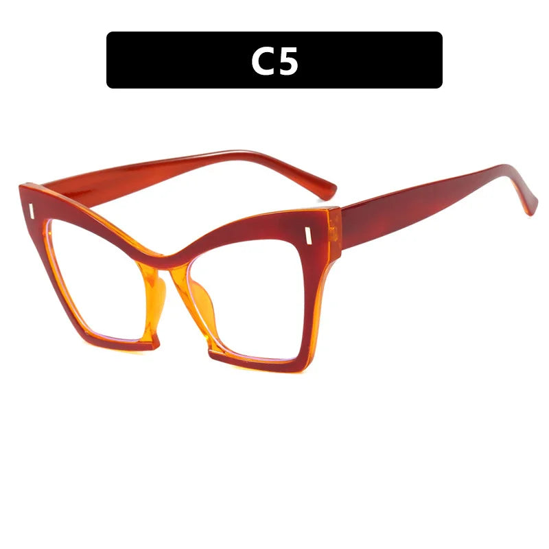 COMPUTER GLASSES / EXECUTIVE New Fashion Double Color Cat Eye Women Glasses Frame Clear Anti Blue Light Optical Leopard EyewearNew Fashion Women Glasses Anti Blue Light Decoration Eyeglass Fashion Luxury Brand Design Retro Large Frame Computer Eyewear