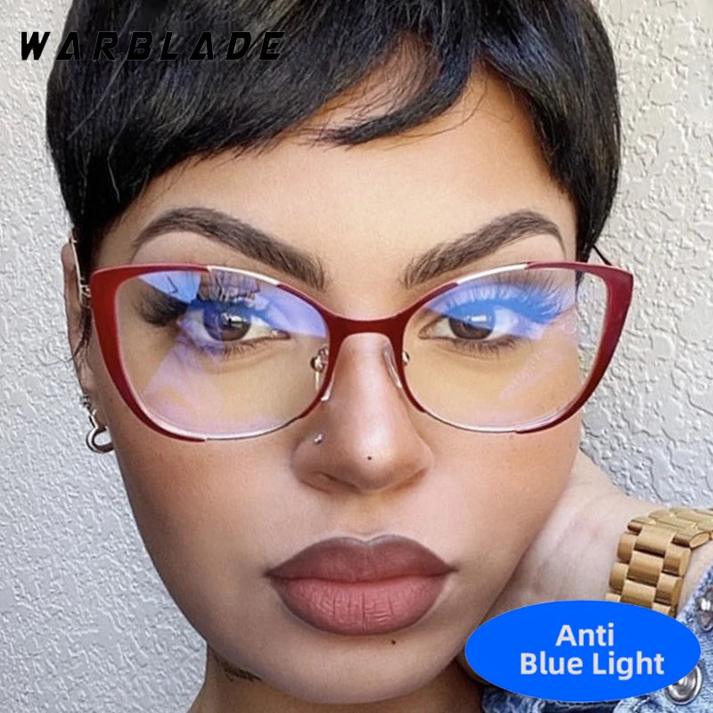 COMPUTER GLASSES / EXECUTIVE Trend New Fashion Metal Cat Eye Anti-Blue Light Luxury Women Glasses Brand Design Men Computer Reading Optical Spectacle Lentes