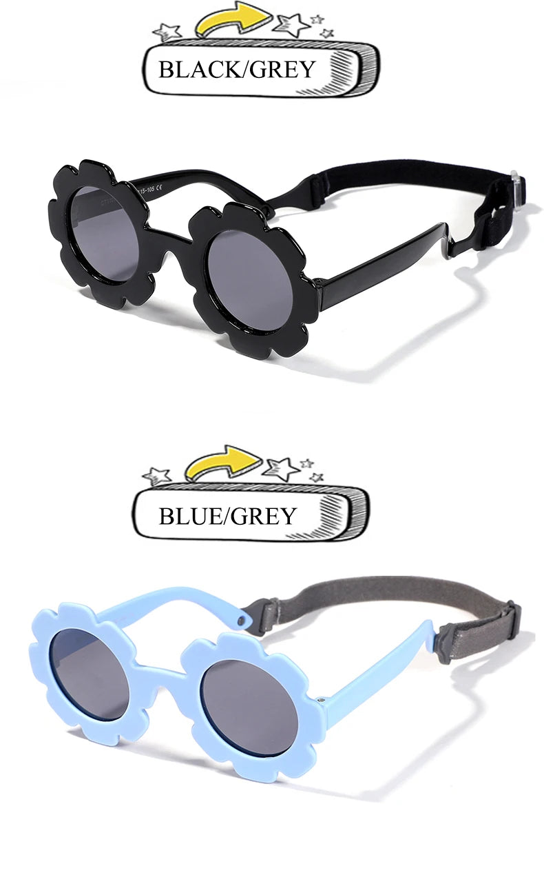 0-24 Months Baby Polarized Round Sun Flower Flexible Bendable Strap Newborn Infant