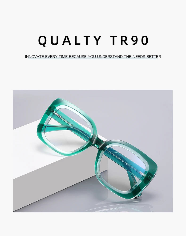 READING GLASSES CLLOIO Trendy Women's Progressive Reading Eyeglasses Simple Square Round Myopia Glasses Anti-Blue Light Prescription Glasses