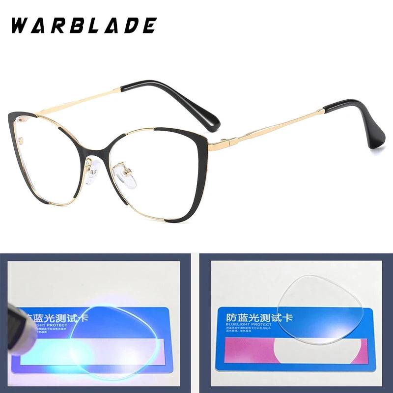 COMPUTER GLASSES / EXECUTIVE Trend New Fashion Metal Cat Eye Anti-Blue Light Luxury Women Glasses Brand Design Men Computer Reading Optical Spectacle Lentes