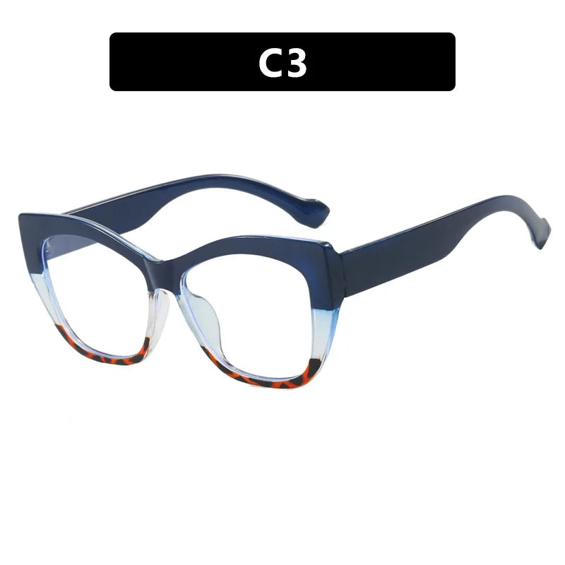 COMPUTER GLASSES / EXECUTIVE New Fashion Double Color Cat Eye Women Glasses Frame Clear Anti Blue Light Optical Leopard Eyewear