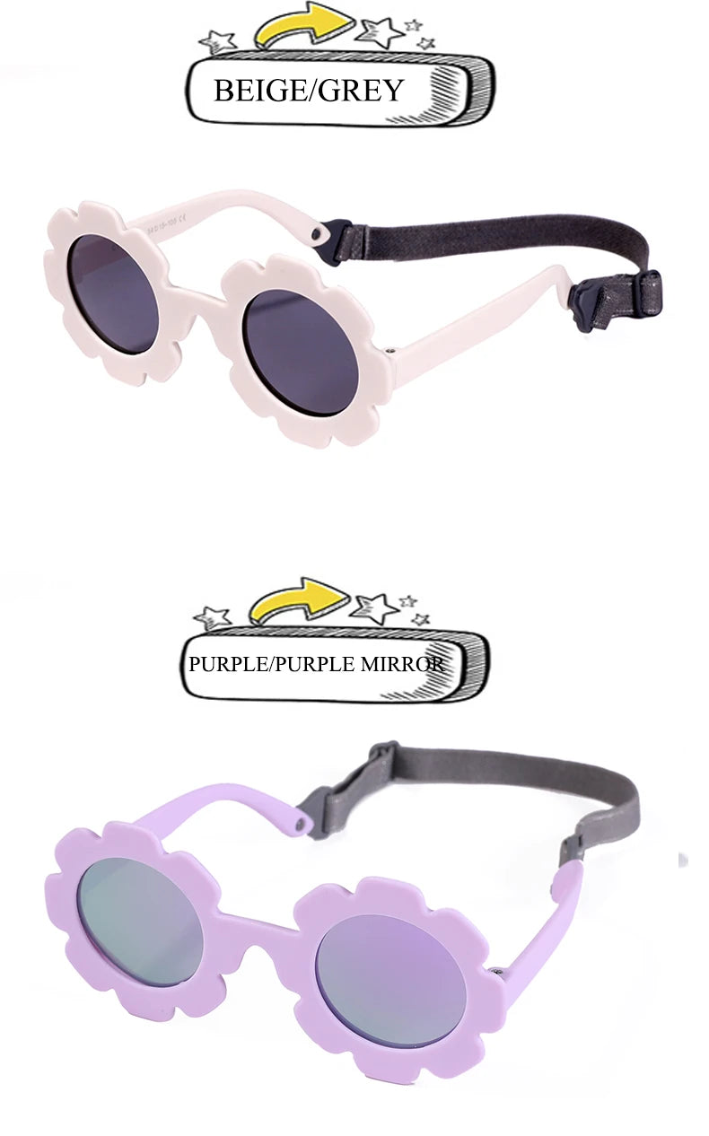 0-24 Months Baby Polarized Round Sun Flower Flexible Bendable Strap Newborn Infant