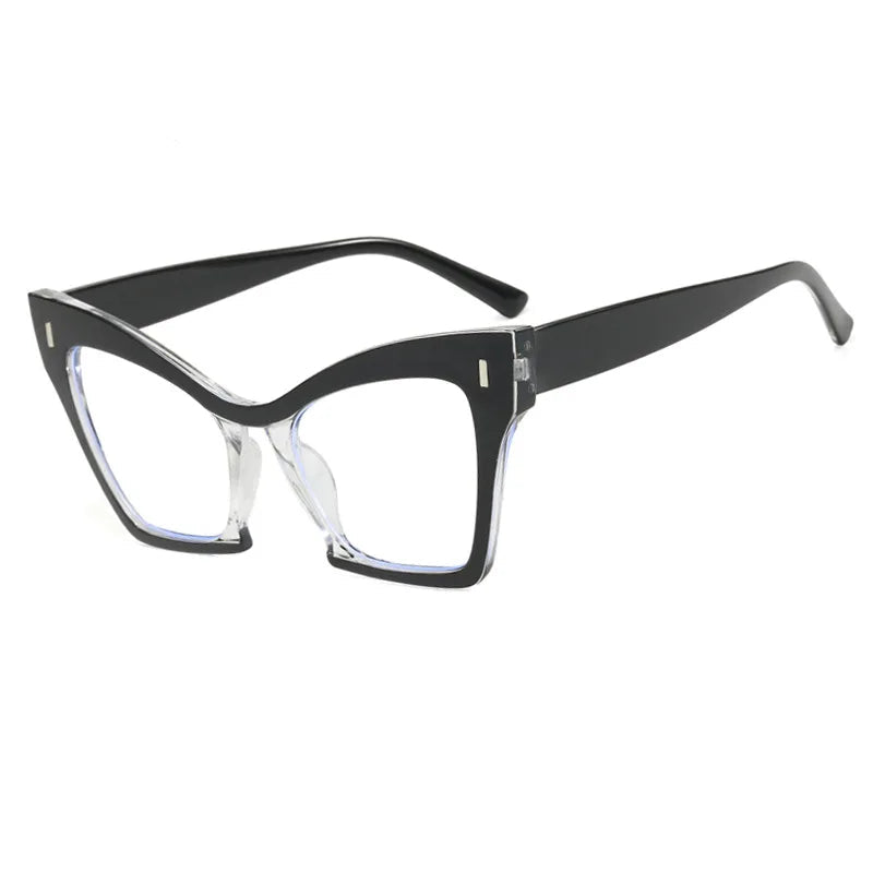 COMPUTER GLASSES / EXECUTIVE New Fashion Double Color Cat Eye Women Glasses Frame Clear Anti Blue Light Optical Leopard EyewearNew Fashion Women Glasses Anti Blue Light Decoration Eyeglass Fashion Luxury Brand Design Retro Large Frame Computer Eyewear