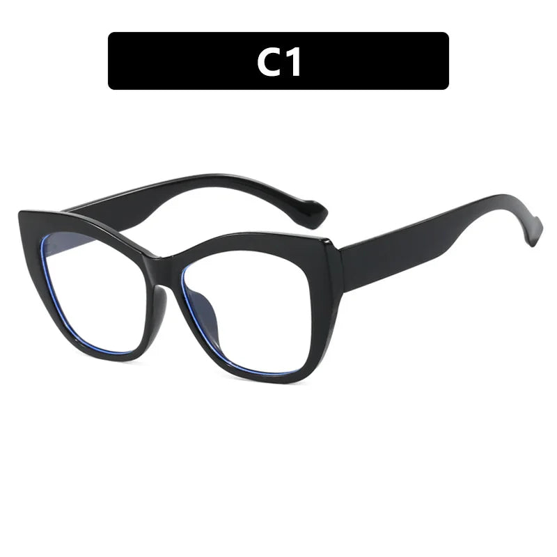 COMPUTER GLASSES / EXECUTIVE New Fashion Double Color Cat Eye Women Glasses Frame Clear Anti Blue Light Optical Leopard Eyewear
