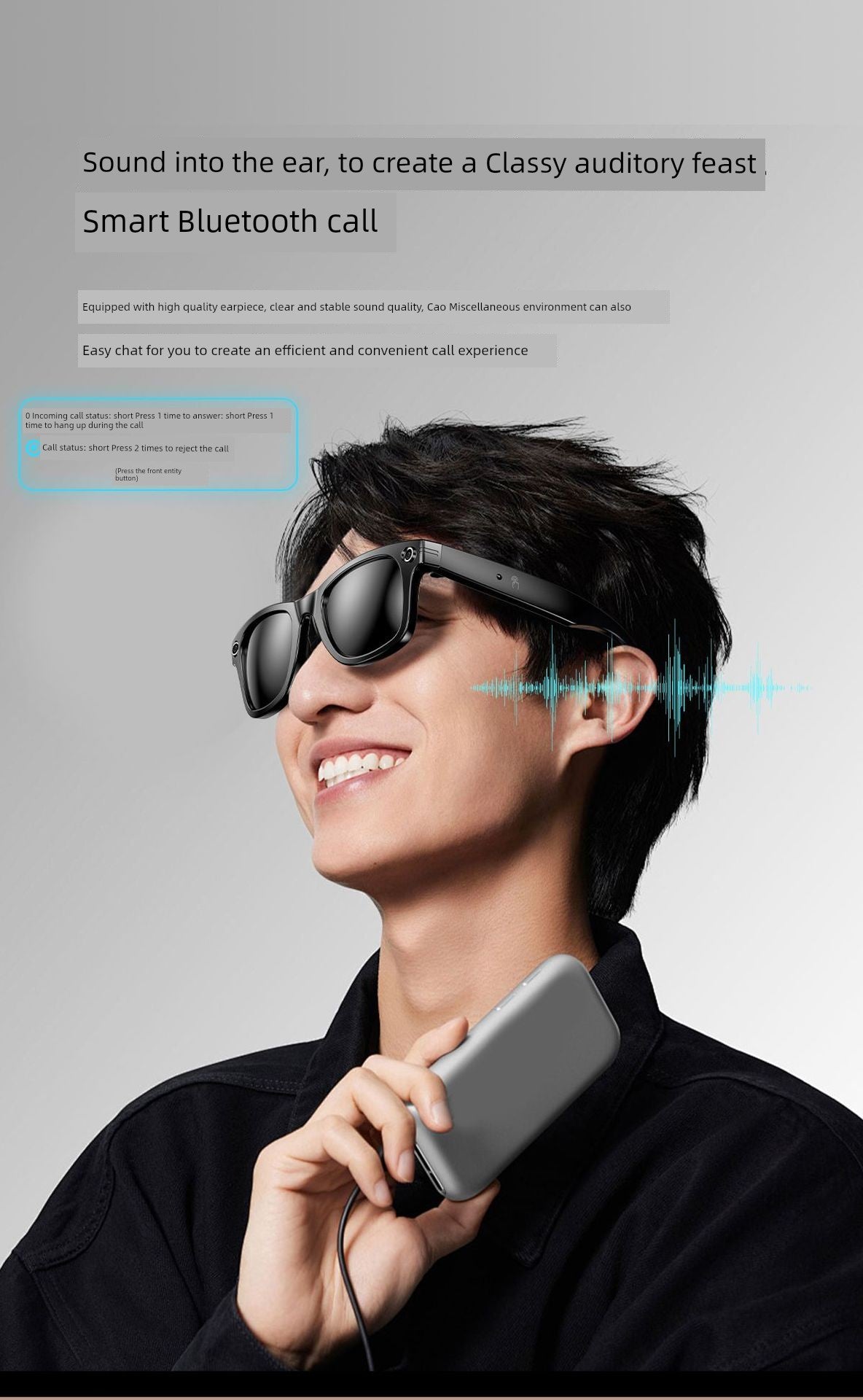 Ai Smart Glasses Unisex Smart Glasses Camera Shooting Function AI Translation Travel Black Technology Outdoor Sunglasses Built-in Camera Recording Integrated