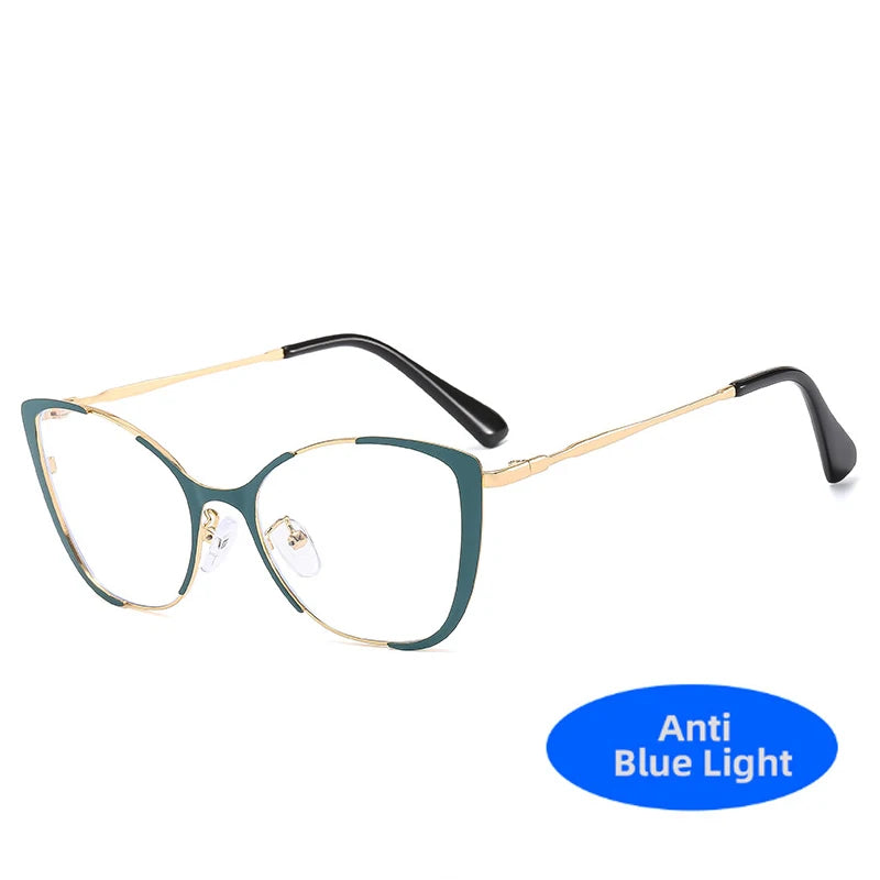 COMPUTER GLASSES / EXECUTIVE Trend New Fashion Metal Cat Eye Anti-Blue Light Luxury Women Glasses Brand Design Men Computer Reading Optical Spectacle Lentes
