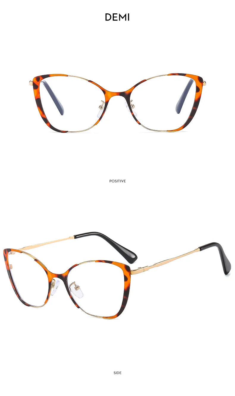 COMPUTER GLASSES / EXECUTIVE Trend New Fashion Metal Cat Eye Anti-Blue Light Luxury Women Glasses Brand Design Men Computer Reading Optical Spectacle Lentes